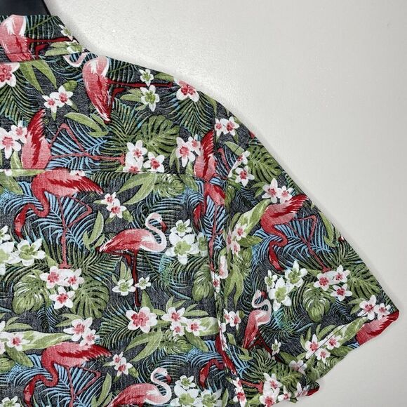 MOLOKAI Surf  Mens Tropical Flamingo Print Button-Down Shirt EUC Large L Cotton - Picture 5 of 8